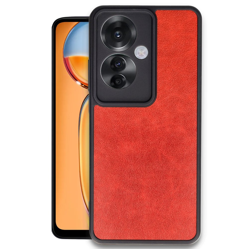 Oppo Reno 11F Kılıf Aras Deri Kapak - Kırmızı Oppo Reno 11F Kılıf Aras Deri Kapak - Kırmızı