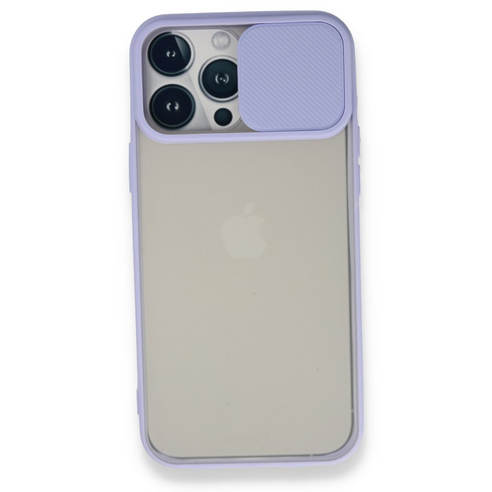  iPhone 13 Pro Max Kılıf Palm Buzlu Kamera Sürgülü Silikon - Lila