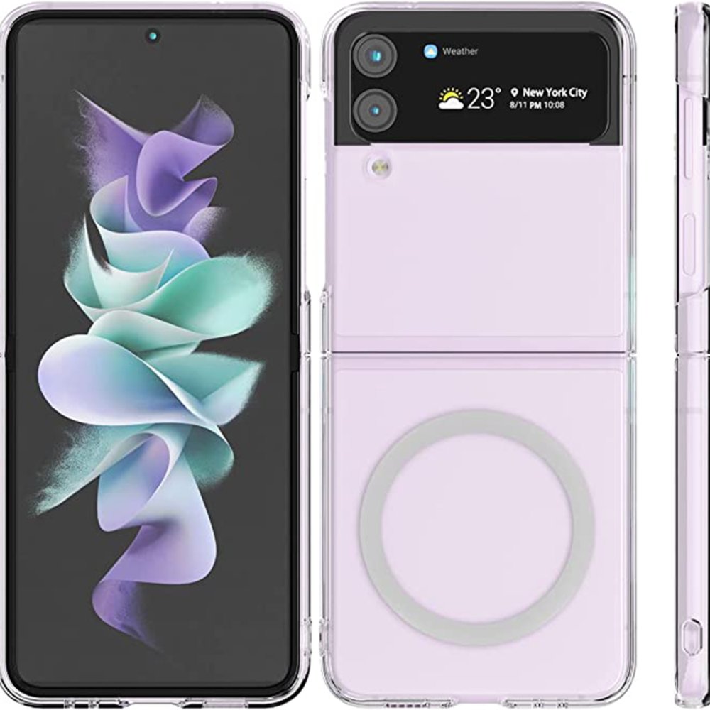  Samsung Galaxy Z Flip 4 Kılıf Magneticsafe Şeffaf Silikon - Şeffaf