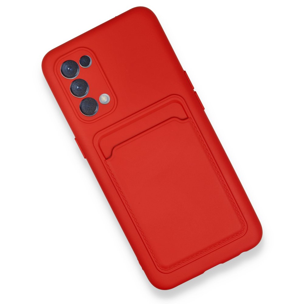  Oppo Reno 5 Kılıf Kelvin Kartvizitli Silikon - Kırmızı
