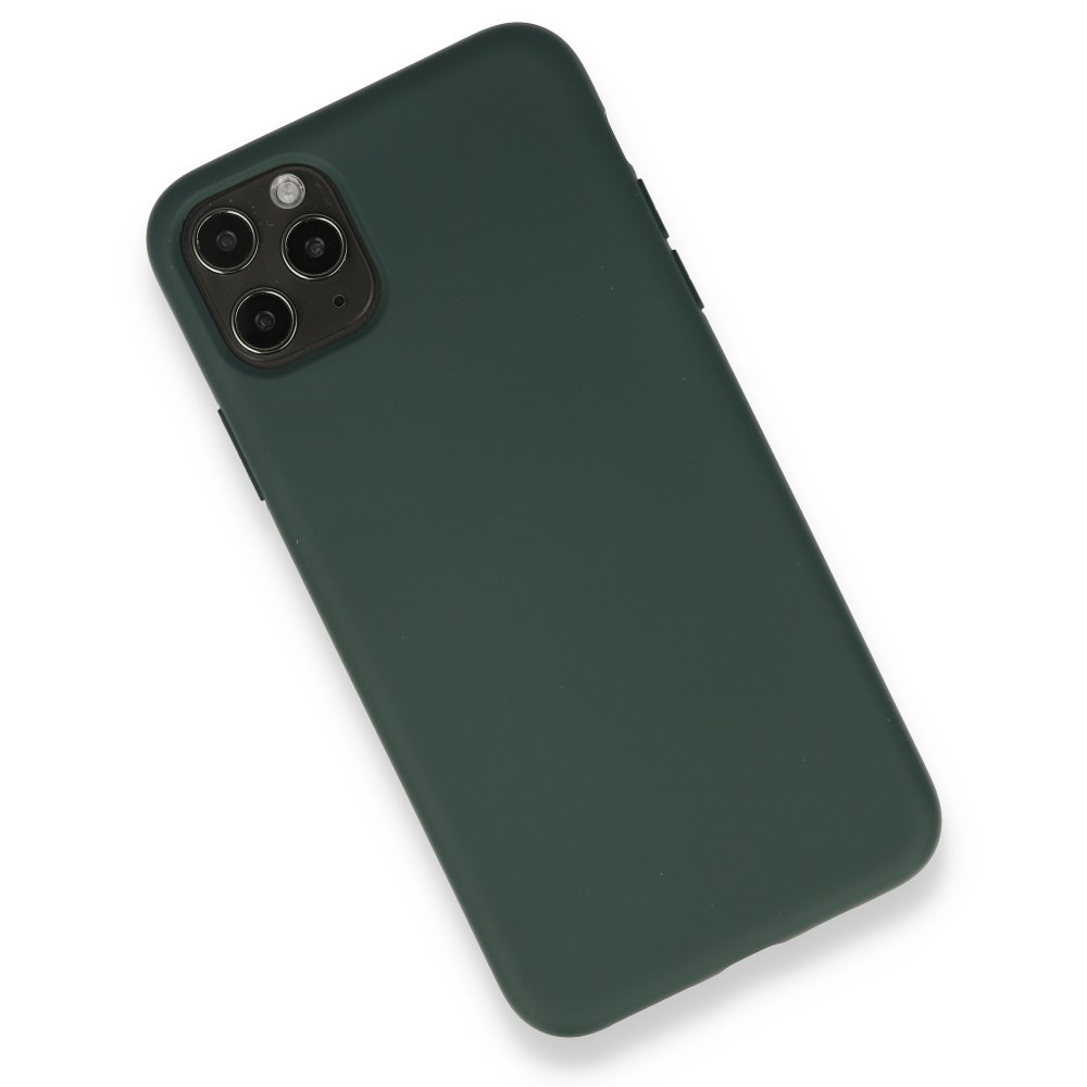  iPhone 11 Pro Max Kılıf Nano içi Kadife Silikon - Koyu Yeşil