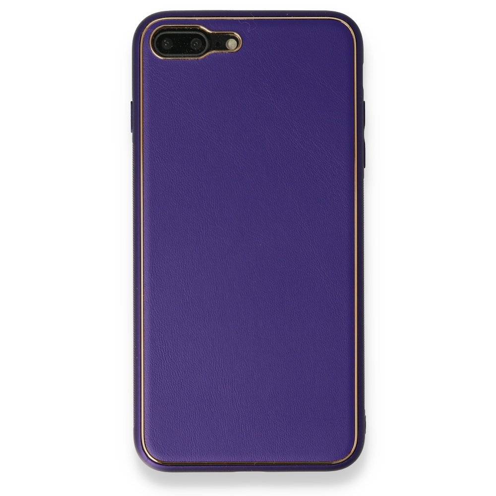  iPhone 8 Plus Kılıf Coco Deri Silikon Kapak - Mor