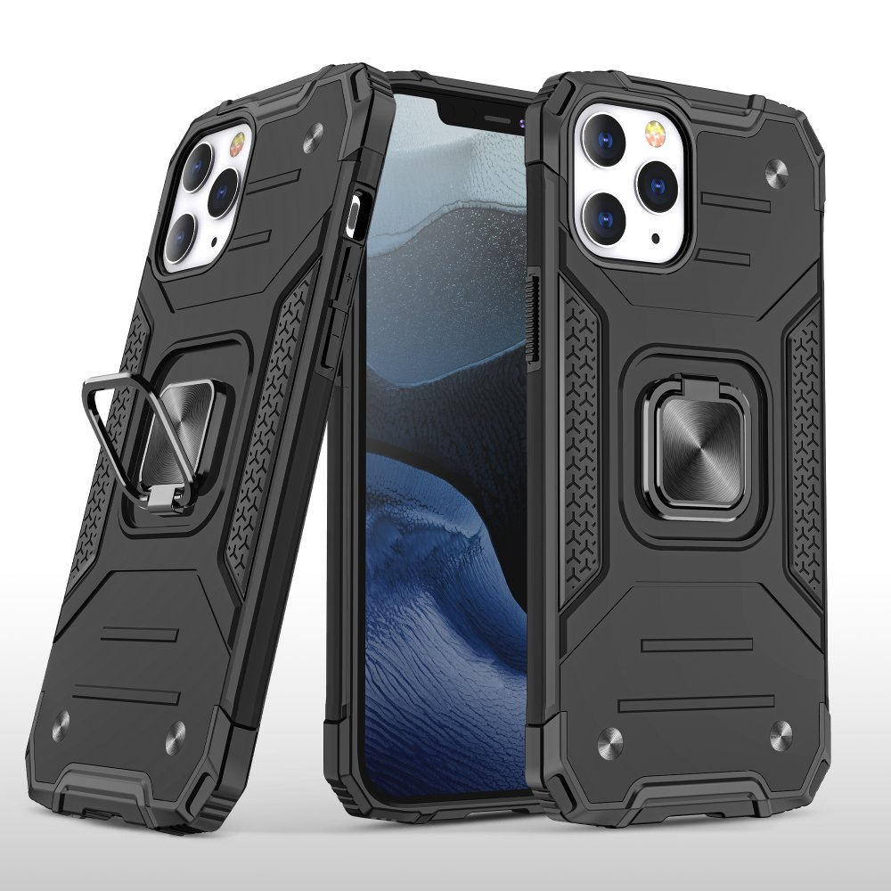  iPhone 12 Pro Max Kılıf Zegna Yüzüklü Silikon Kapak - Siyah