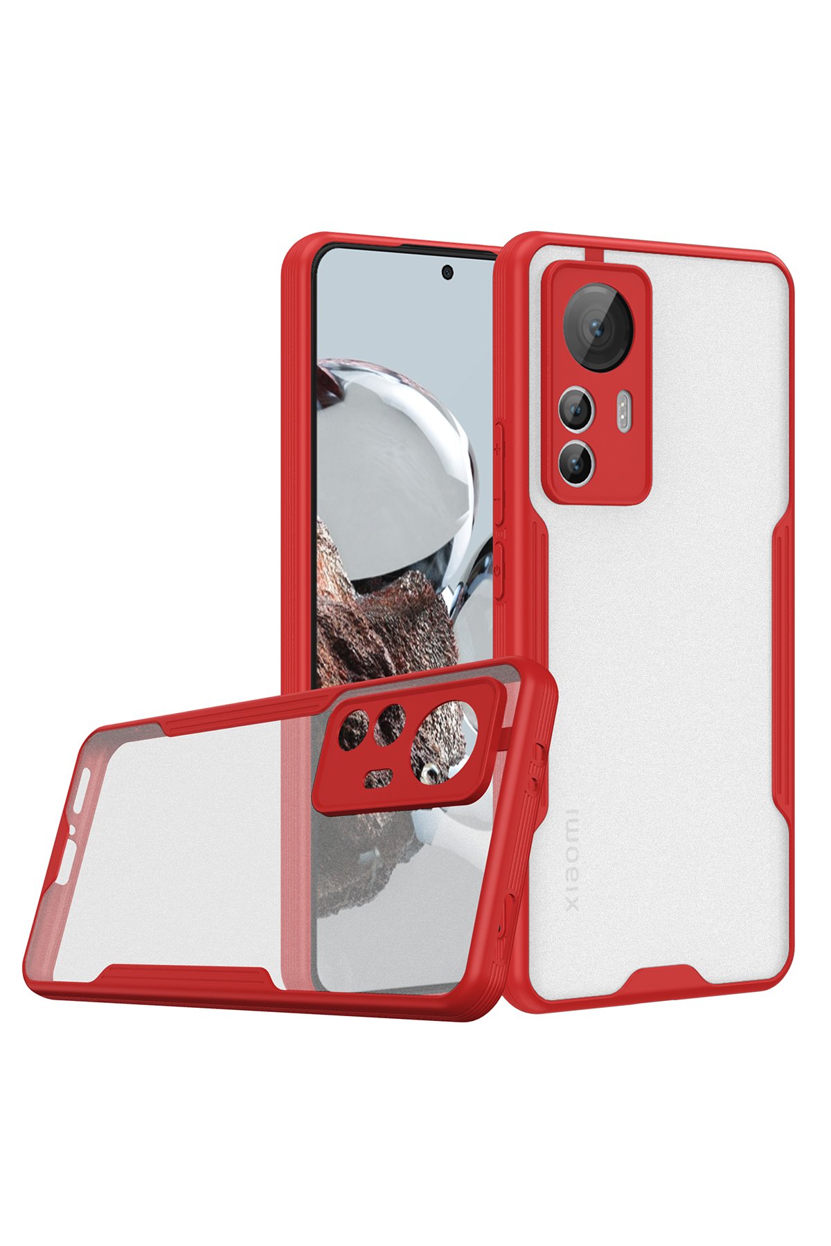  Xiaomi Mi 12T Kılıf Platin Silikon - Kırmızı