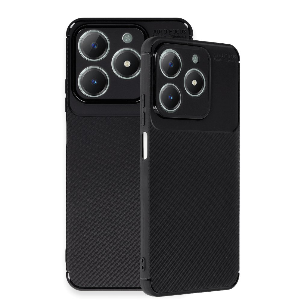 Realme C61 Kılıf Auto Focus Karbon Kapak - Siyah Realme C61 Kılıf Auto Focus Karbon Kapak - Siyah