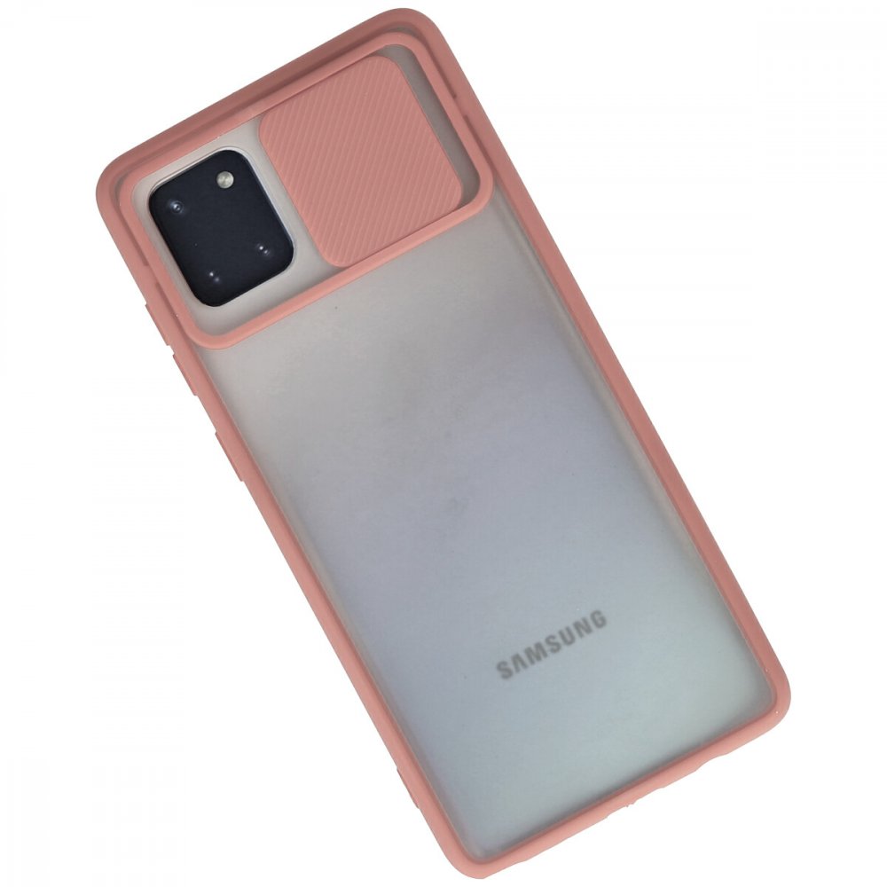  Samsung Galaxy A81 / Note 10 Lite Kılıf Palm Buzlu Kamera Sürgülü Silikon - Pembe