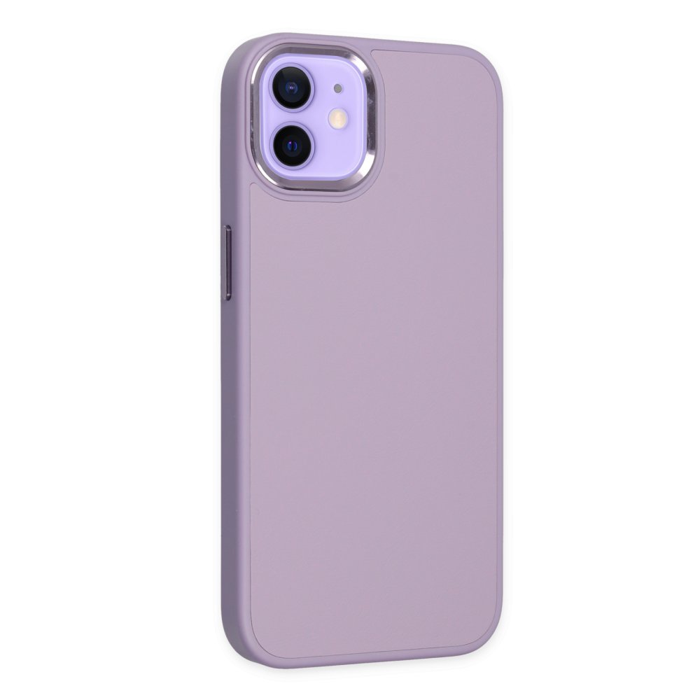  iPhone 12 Kılıf Asya Deri Silikon - Lila