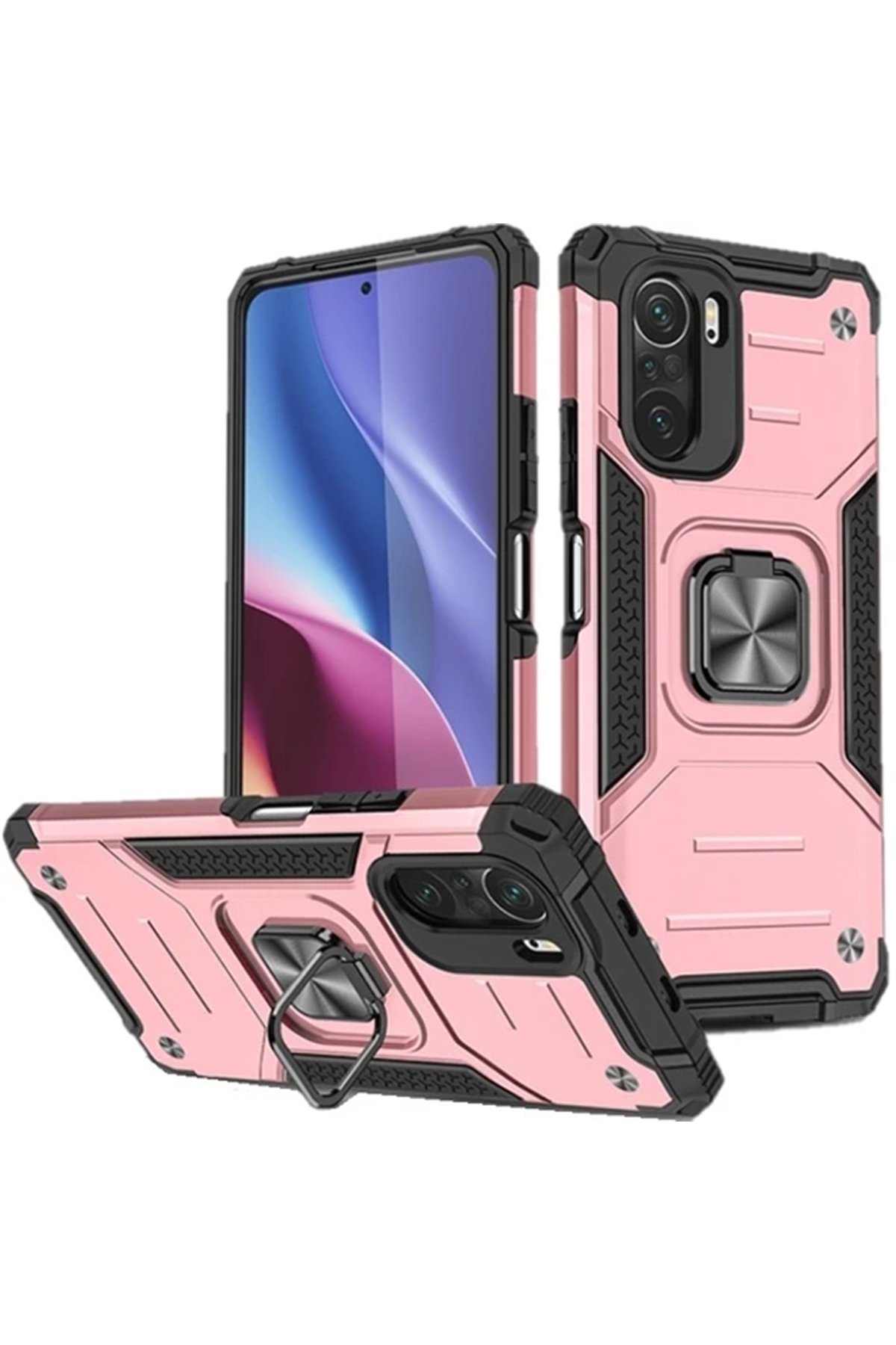 Redmi K40 Kılıf Zegna Yüzüklü Silikon Kapak - Rose Redmi K40 Kılıf Zegna Yüzüklü Silikon Kapak - Rose