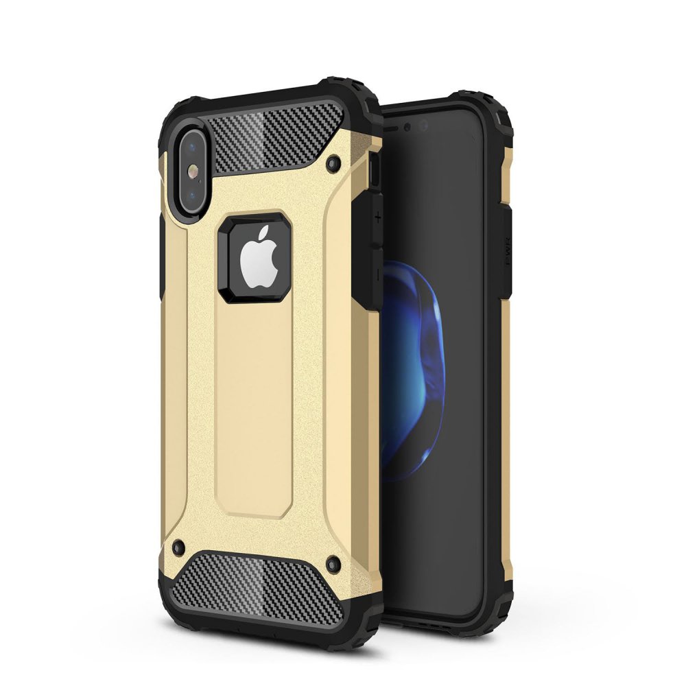 iPhone X Kılıf Tank Silikon Kapak - Gold  iPhone X Kılıf Tank Silikon Kapak - Gold