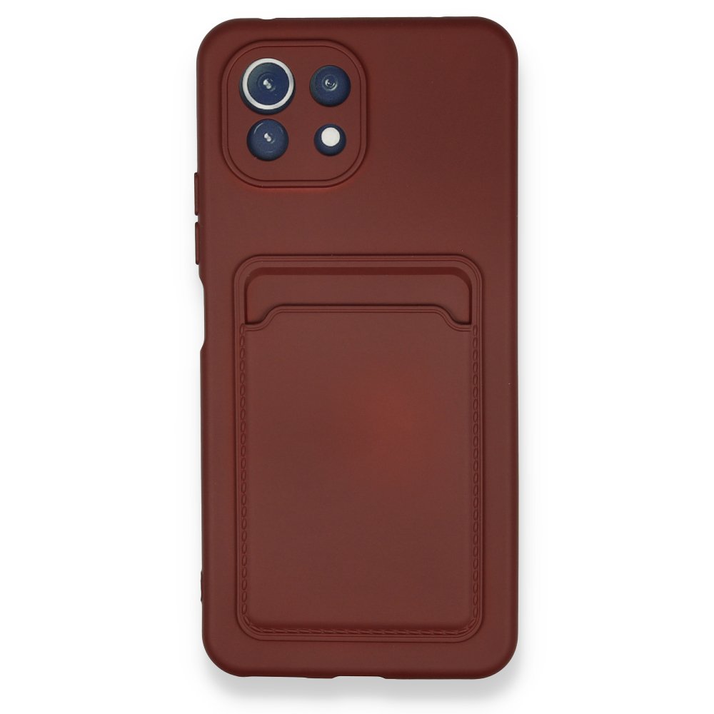 Xiaomi Mİ 11 Lite Kılıf Kelvin Kartvizitli Silikon - Bordo  Xiaomi Mİ 11 Lite Kılıf Kelvin Kartvizitli Silikon - Bordo