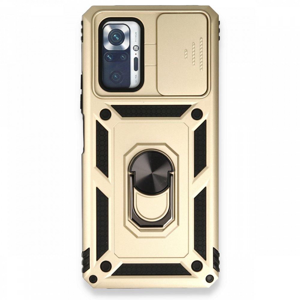 Redmi Note 10 Pro Kılıf Pars Lens Yüzüklü Silikon - Gold