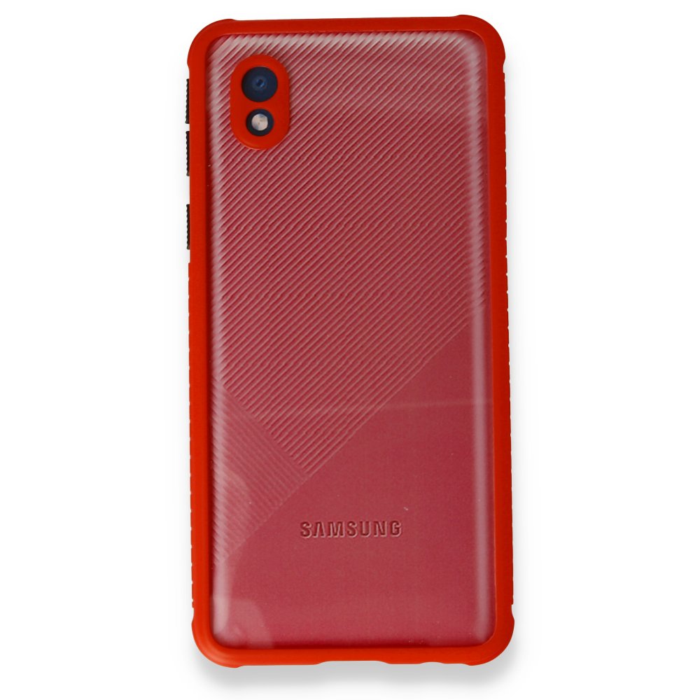  Samsung Galaxy A01 Core Kılıf Miami Şeffaf Silikon - Kırmızı