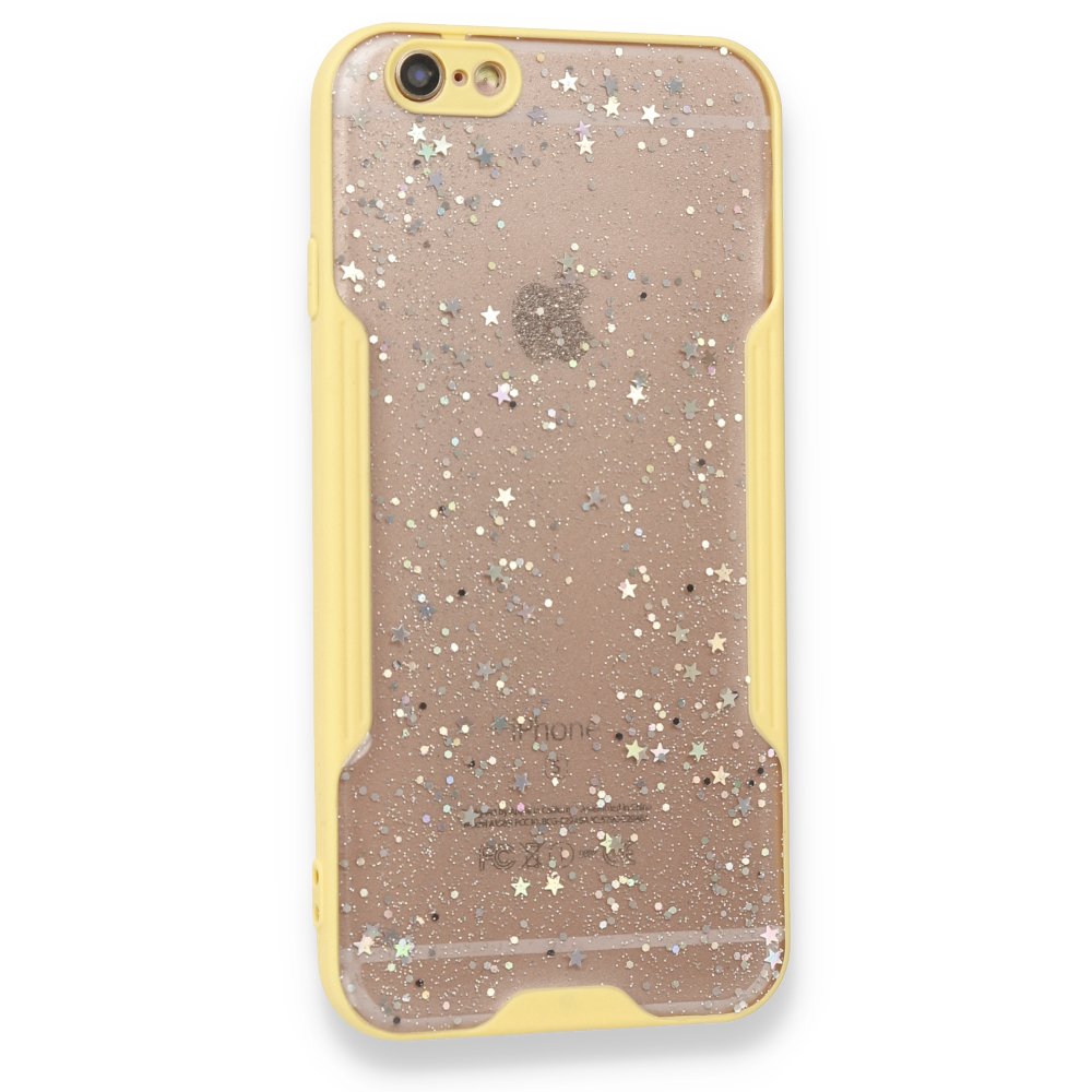 iPhone 6 Kılıf Platin Simli Silikon - Sarı  iPhone 6 Kılıf Platin Simli Silikon - Sarı
