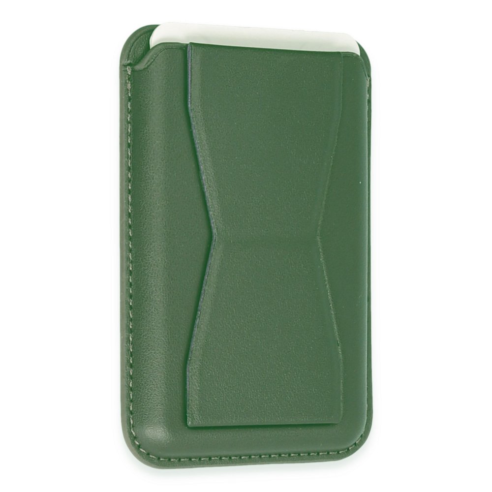  Magneticsafe Standlı Deri Kartlık - Koyu Yeşil