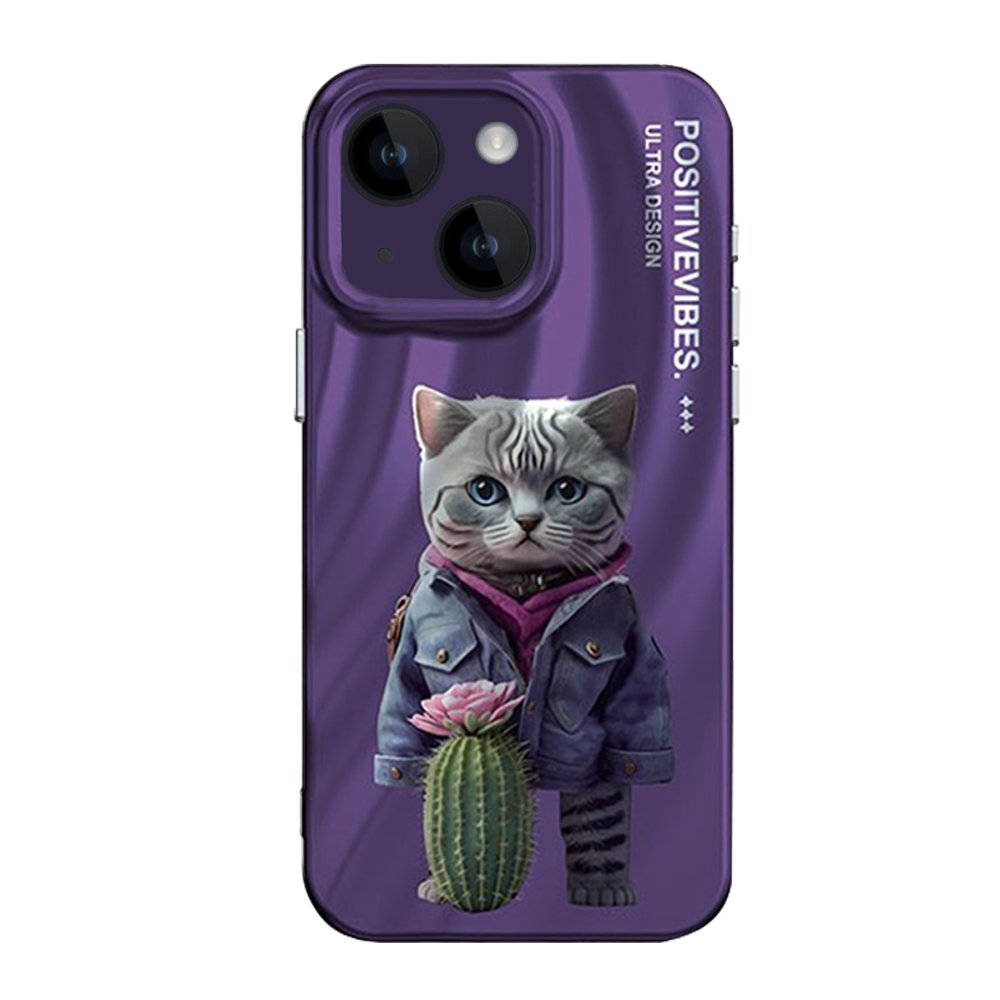  iPhone 15 Kılıf Crew Desenli Kapak - Kedi