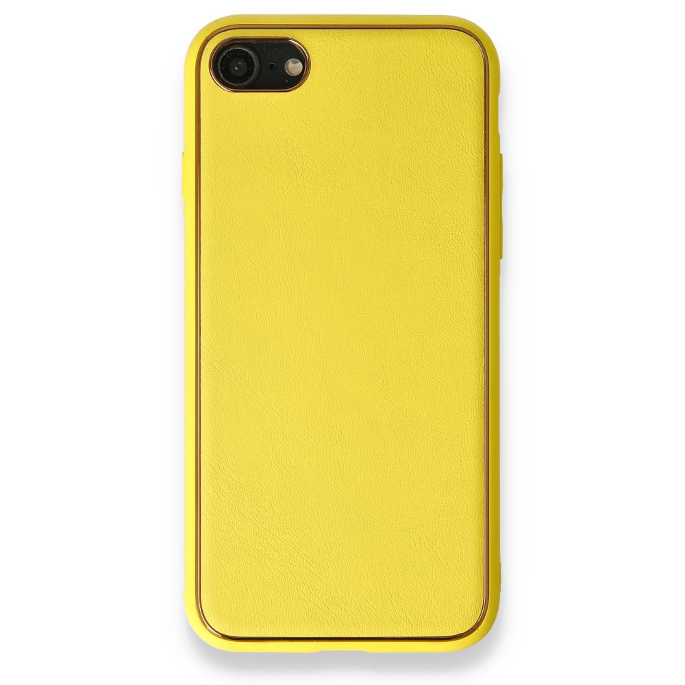 iPhone 8 Kılıf Coco Deri Silikon Kapak - Sarı iPhone 8 Kılıf Coco Deri Silikon Kapak - Sarı