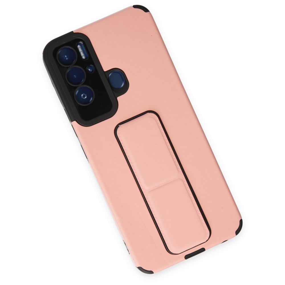 Tecno Pova Neo Kılıf Mega Standlı Silikon - Pudra Tecno Pova Neo Kılıf Mega Standlı Silikon - Pudra