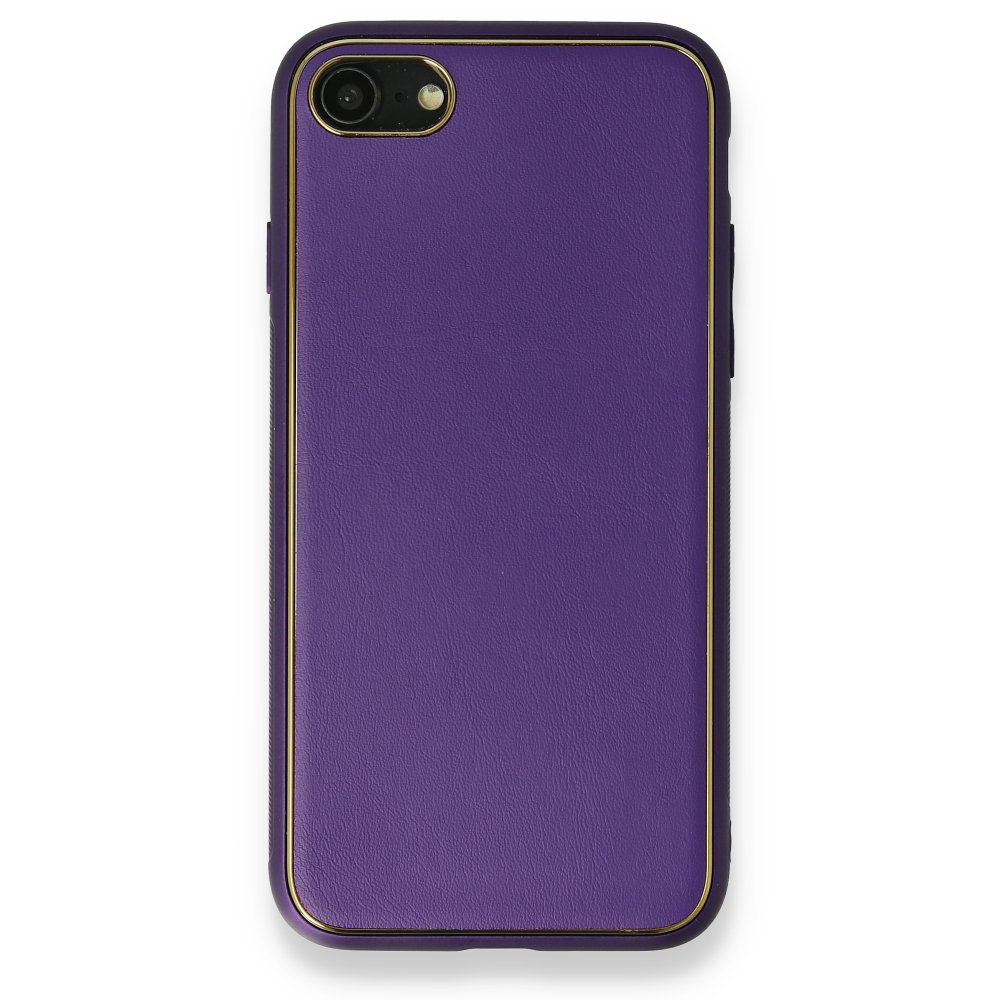  iPhone 7 Kılıf Coco Deri Silikon Kapak - Mor