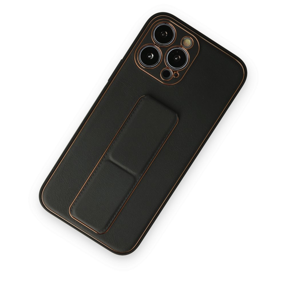iPhone 14 Pro Kılıf Coco Deri Standlı Kapak - Siyah  iPhone 14 Pro Kılıf Coco Deri Standlı Kapak - Siyah