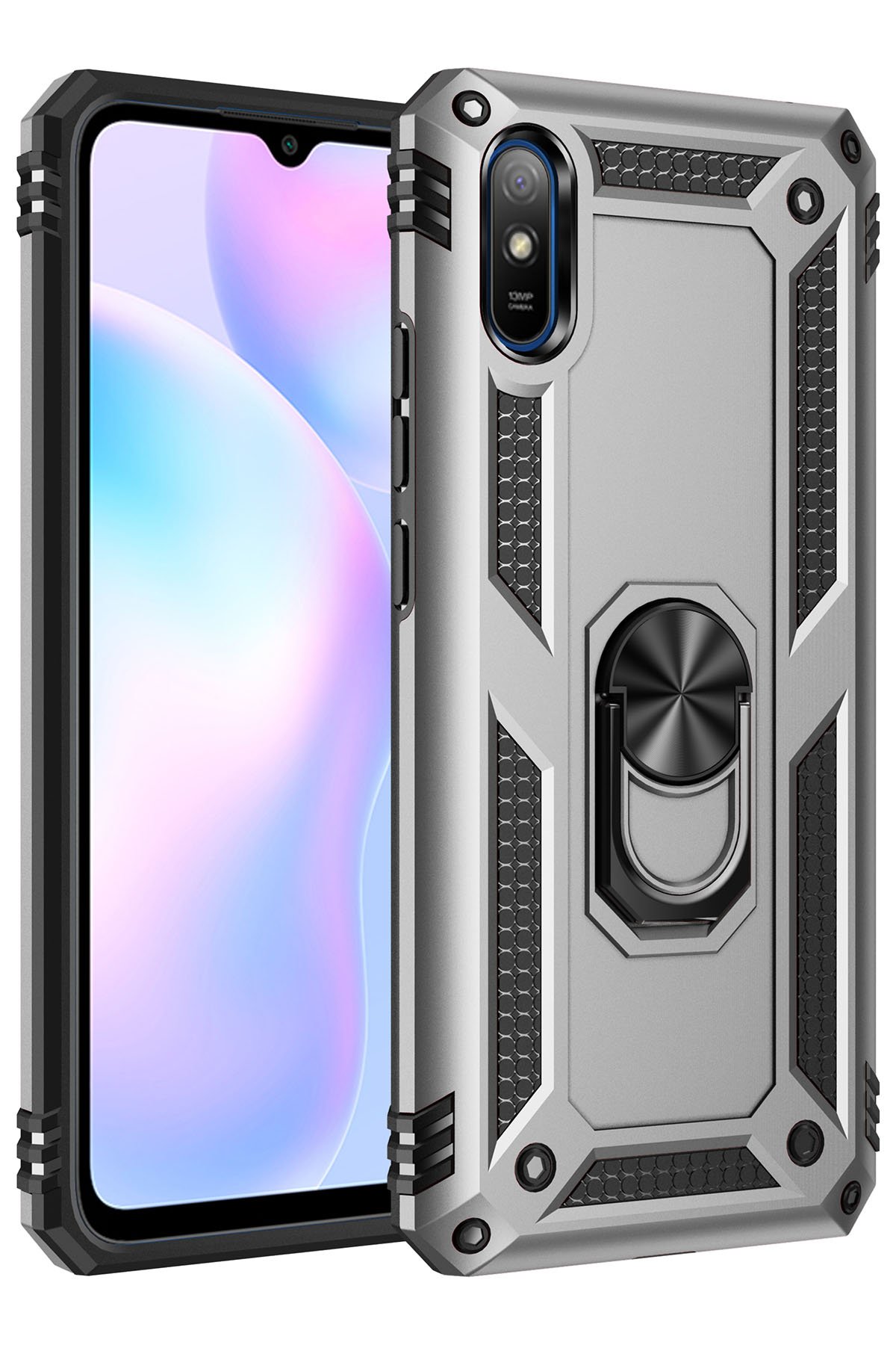 Redmi 9A Kılıf Sofya Yüzüklü Silikon Kapak - Gümüş Redmi 9A Kılıf Sofya Yüzüklü Silikon Kapak - Gümüş