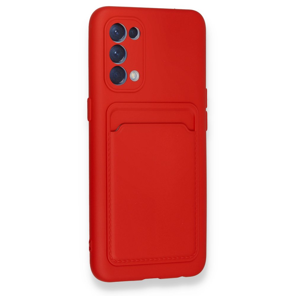  Oppo Reno 5 Kılıf Kelvin Kartvizitli Silikon - Kırmızı