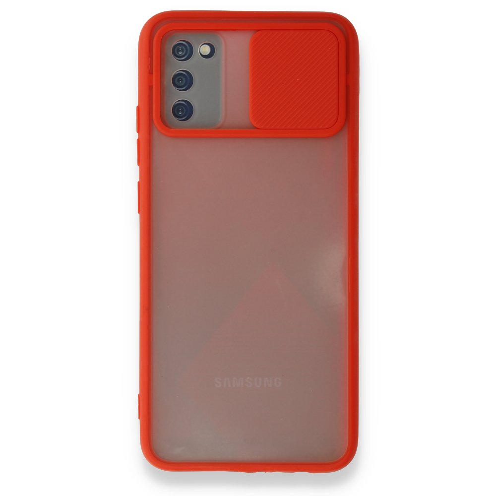  Samsung Galaxy A03S Kılıf Palm Buzlu Kamera Sürgülü Silikon - Kırmızı