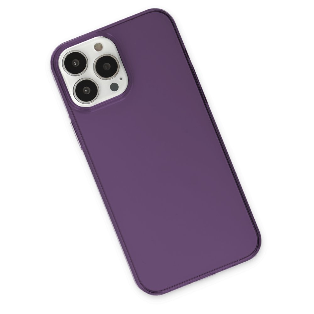 iPhone 13 Pro Max Kılıf Pc Sert Şeffaf Kapak - Mor iPhone 13 Pro Max Kılıf Pc Sert Şeffaf Kapak - Mor