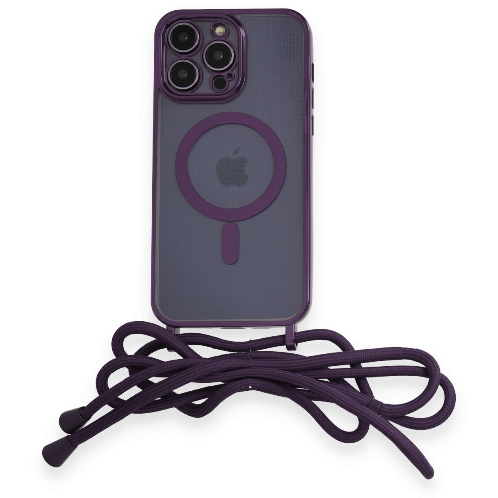 iPhone 12 Pro Kılıf Divo Lazer Askılı Magsafe Kapak - Derin Mor iPhone 12 Pro Kılıf Divo Lazer Askılı Magsafe Kapak - Derin Mor