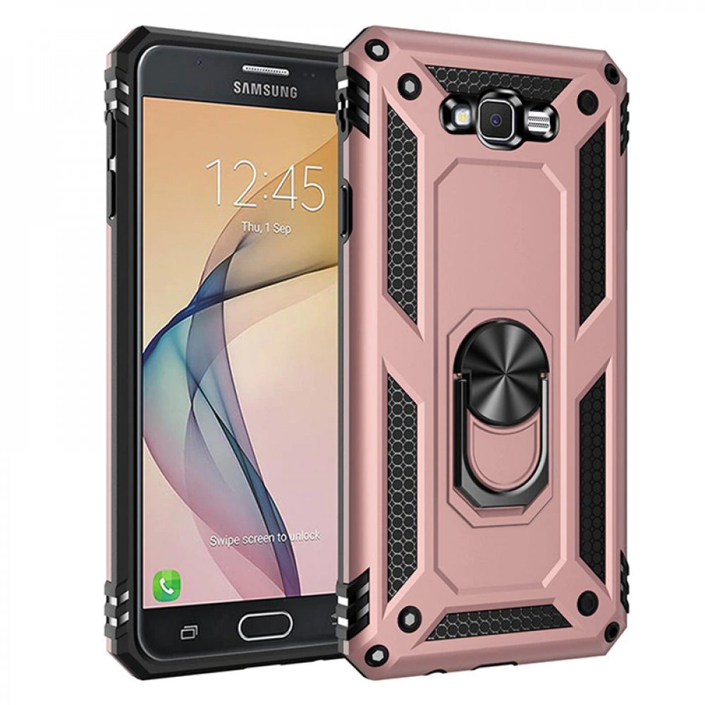  Samsung Galaxy J7 Kılıf Sofya Yüzüklü Silikon Kapak - Rose