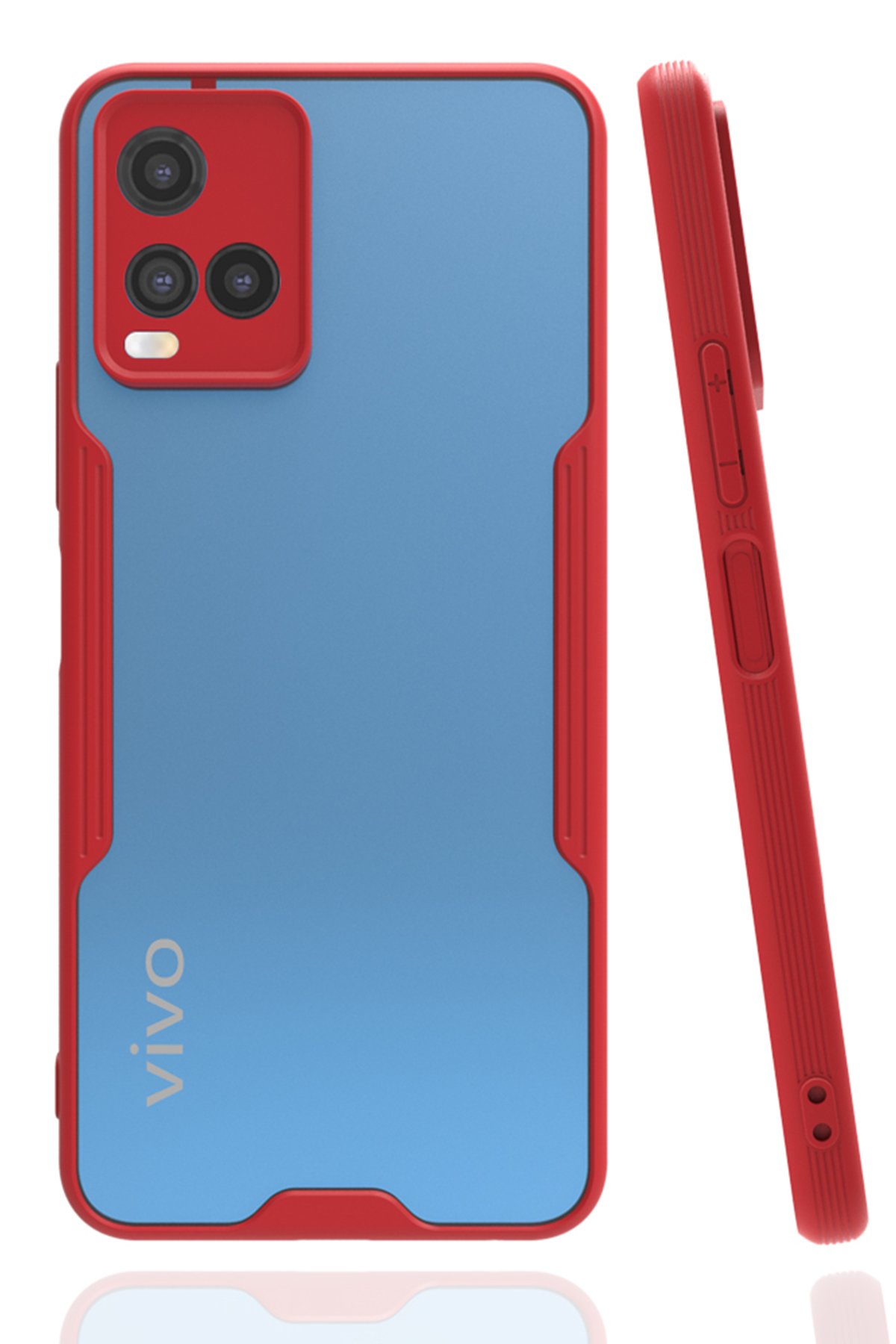  Vivo Y21S Kılıf Platin Silikon - Kırmızı