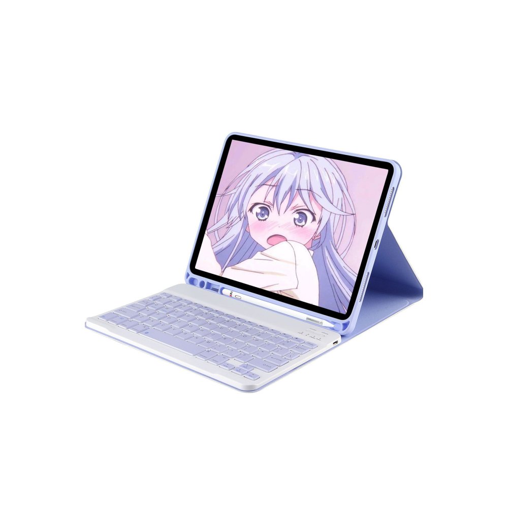  iPad 9.7 (2018) Kılıf KC01 Smart Klavyeli Tablet Kılıfı - Lila