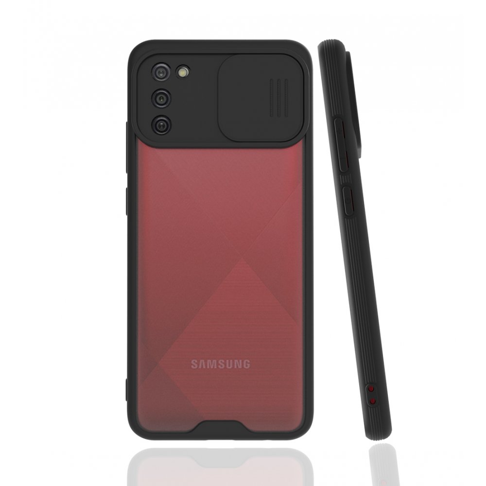  Samsung Galaxy A02S Kılıf Platin Kamera Koruma Silikon - Siyah