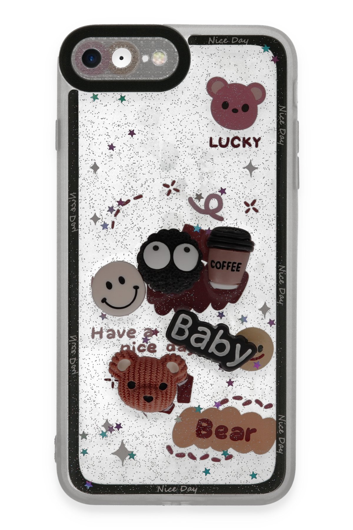  iPhone 8 Kılıf Sweet Desenli Silikon Kapak - Sarı
