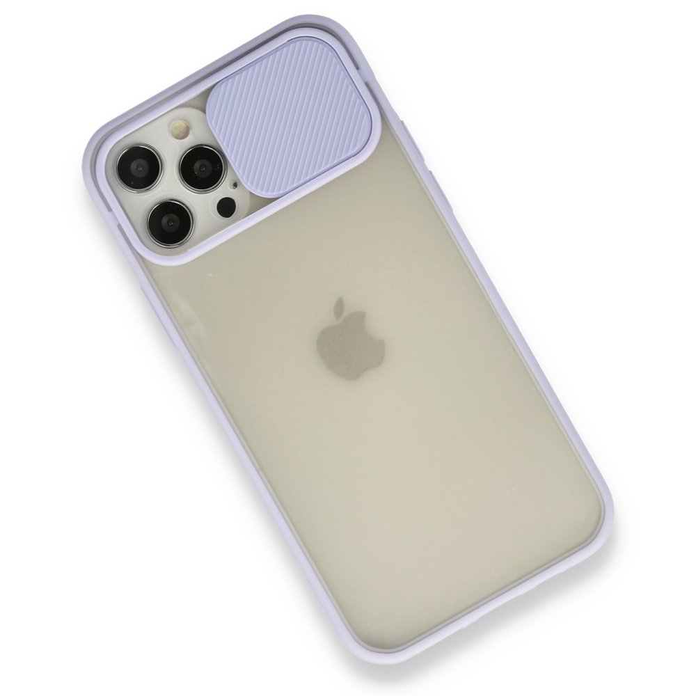  iPhone 12 Pro Kılıf Palm Buzlu Kamera Sürgülü Silikon - Lila