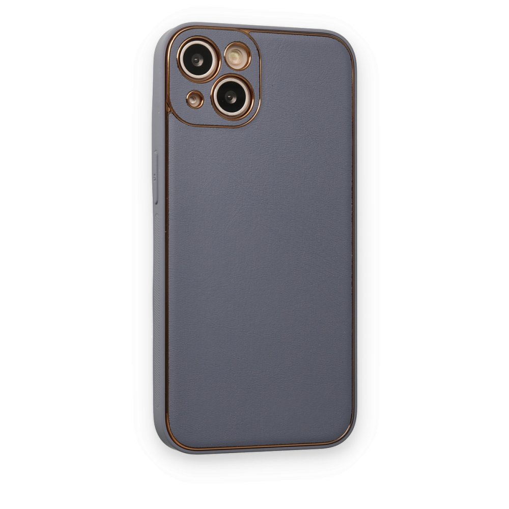 iPhone 14 Plus Kılıf Coco Deri Silikon Kapak - Gri  iPhone 14 Plus Kılıf Coco Deri Silikon Kapak - Gri