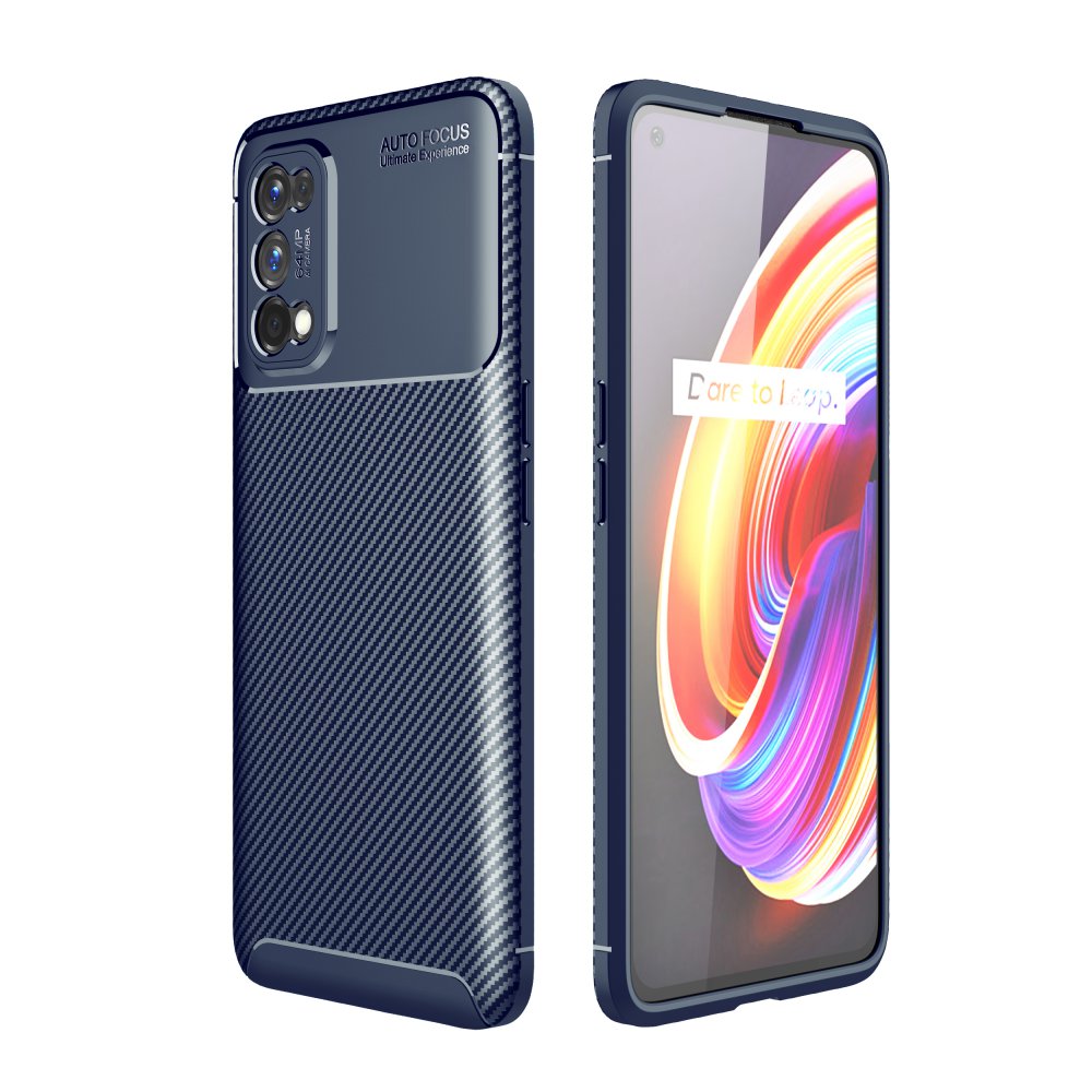 Realme 7 Pro Kılıf Auto Focus Karbon Kapak - Lacivert  Realme 7 Pro Kılıf Auto Focus Karbon Kapak - Lacivert