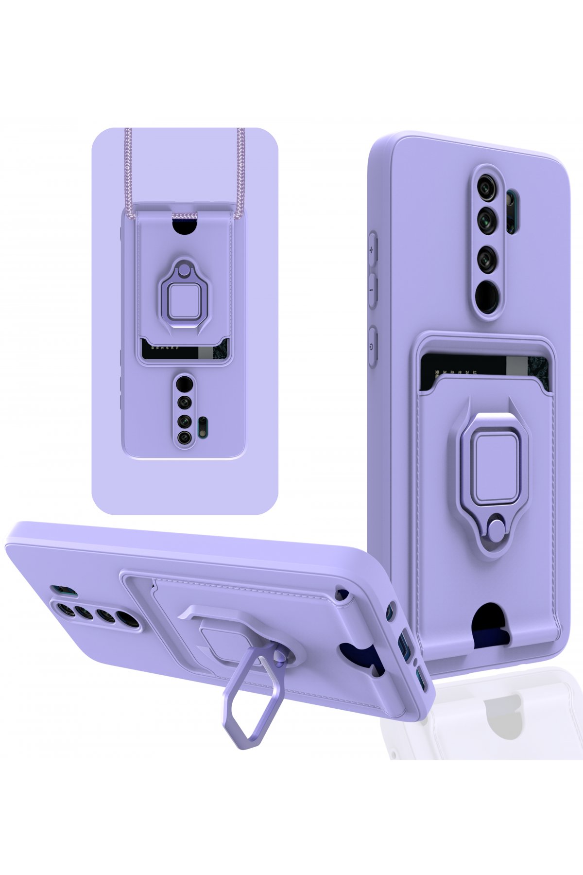 Redmi Note 8 Pro Kılıf Zuma Kartvizitli Yüzüklü Silikon - Lila
