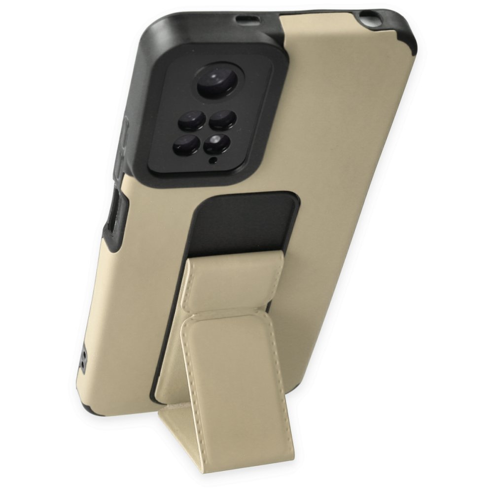 Redmi Note 11 Kılıf Mega Standlı Silikon - Gold Redmi Note 11 Kılıf Mega Standlı Silikon - Gold