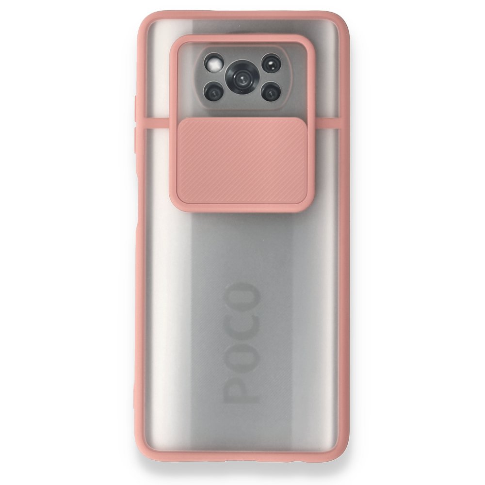  Xiaomi Pocophone X3 Kılıf Palm Buzlu Kamera Sürgülü Silikon - Pembe
