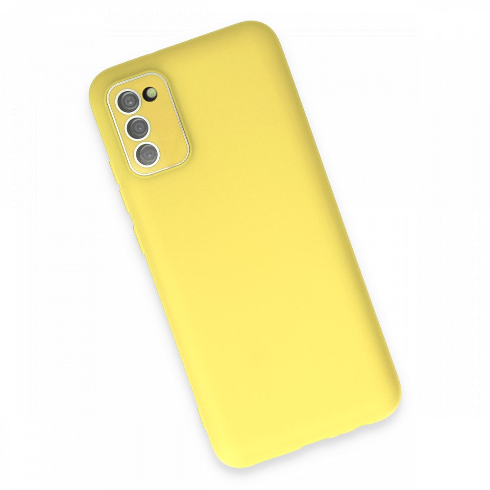  Samsung Galaxy A02S Kılıf Lansman Glass Kapak - Sarı