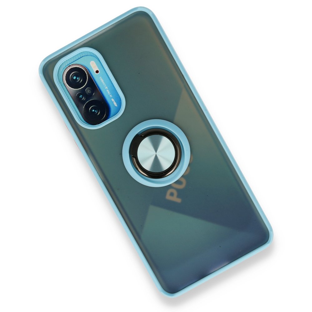  Xiaomi Poco F3 Kılıf Montreal Yüzüklü Silikon Kapak - Buz Mavi