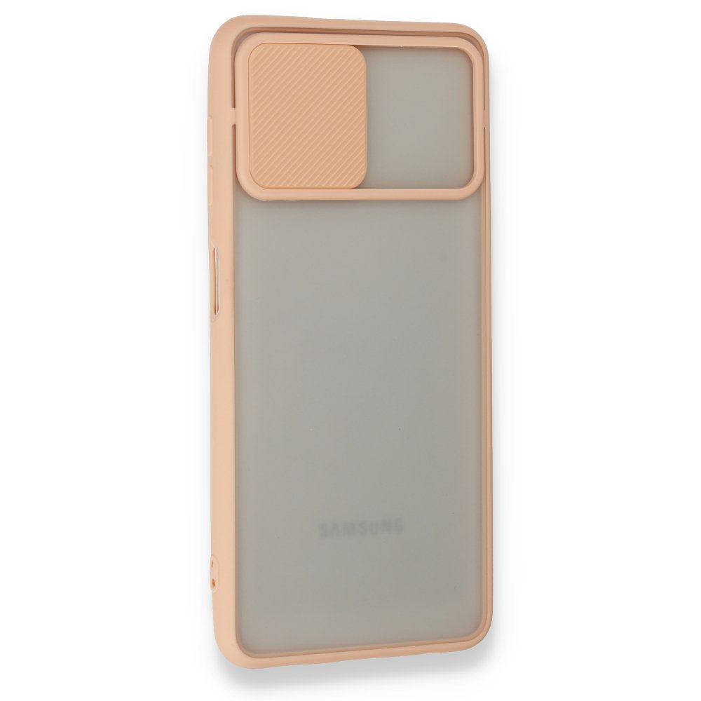  Samsung Galaxy A22 Kılıf Palm Buzlu Kamera Sürgülü Silikon - Pembe