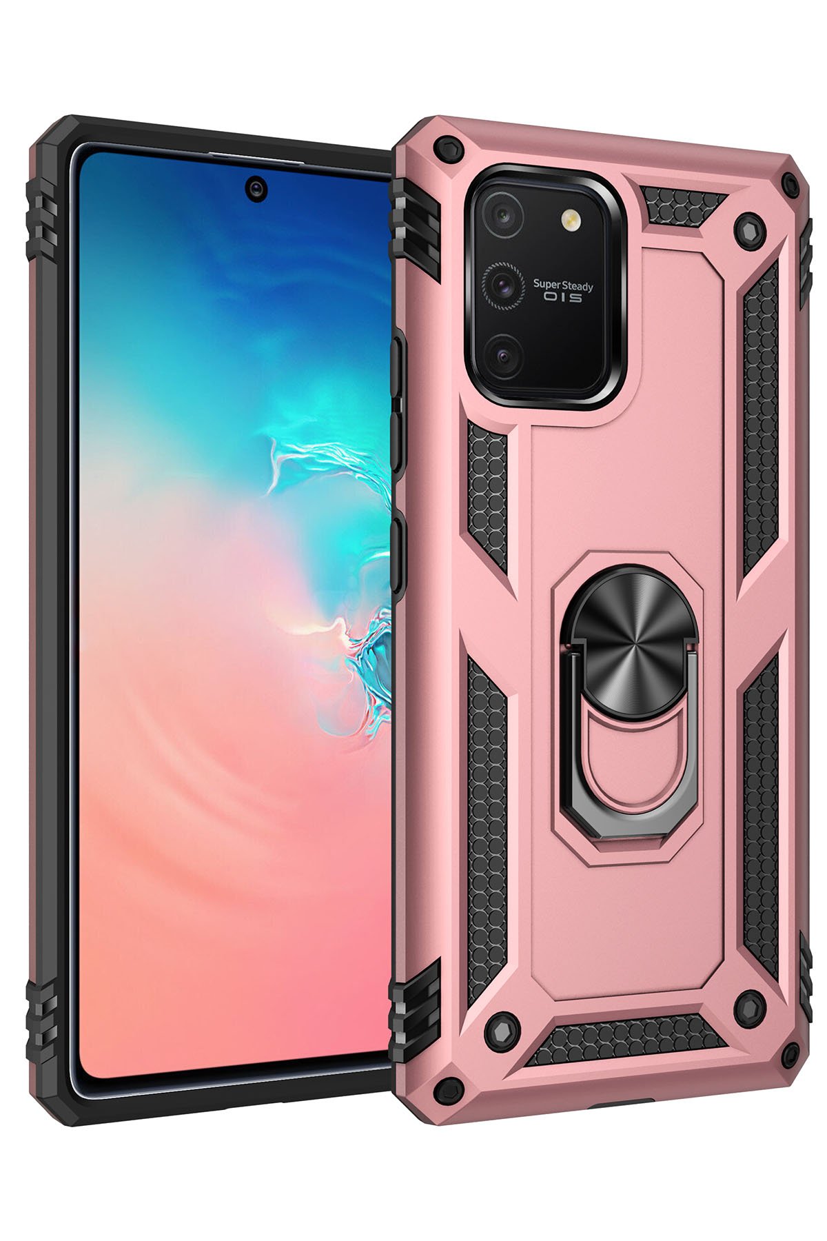  Samsung Galaxy A91 / S10 Lite Kılıf Sofya Yüzüklü Silikon Kapak - Rose