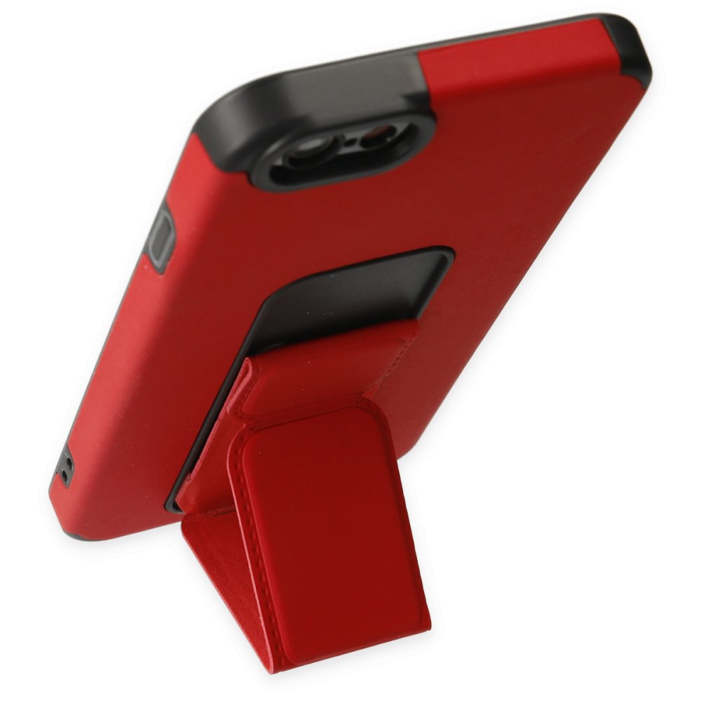  iPhone 6 Kılıf Mega Standlı Silikon - Kırmızı