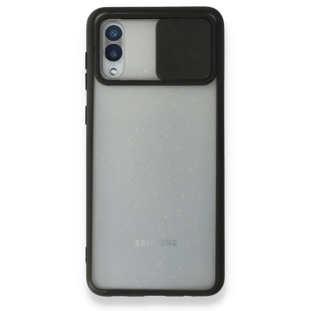  Samsung Galaxy A02 Kılıf Palm Buzlu Kamera Sürgülü Silikon - Siyah
