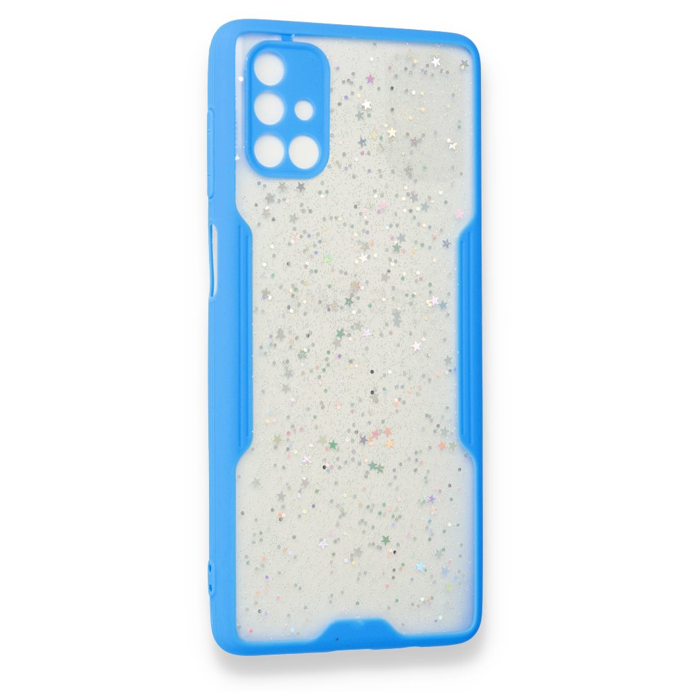 Samsung Galaxy M51 Kılıf Platin Simli Silikon - Mavi Samsung Galaxy M51 Kılıf Platin Simli Silikon - Mavi