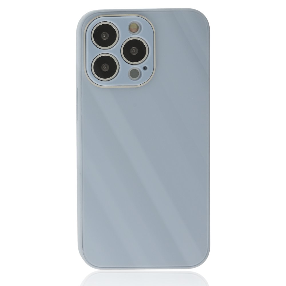 iPhone 14 Pro Kılıf Glass Kapak - Sky Blue iPhone 14 Pro Kılıf Glass Kapak - Sky Blue