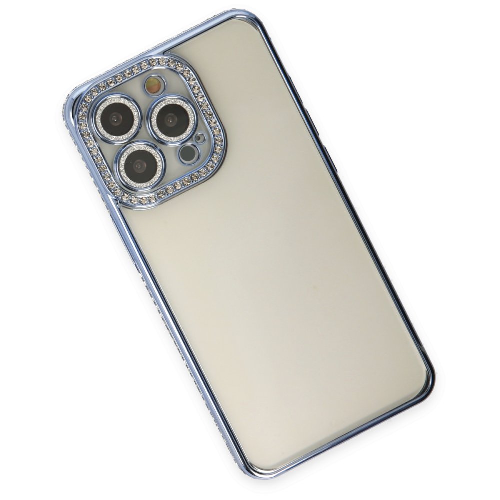  iPhone 14 Pro Kılıf Joke Taşlı Silikon - Mavi