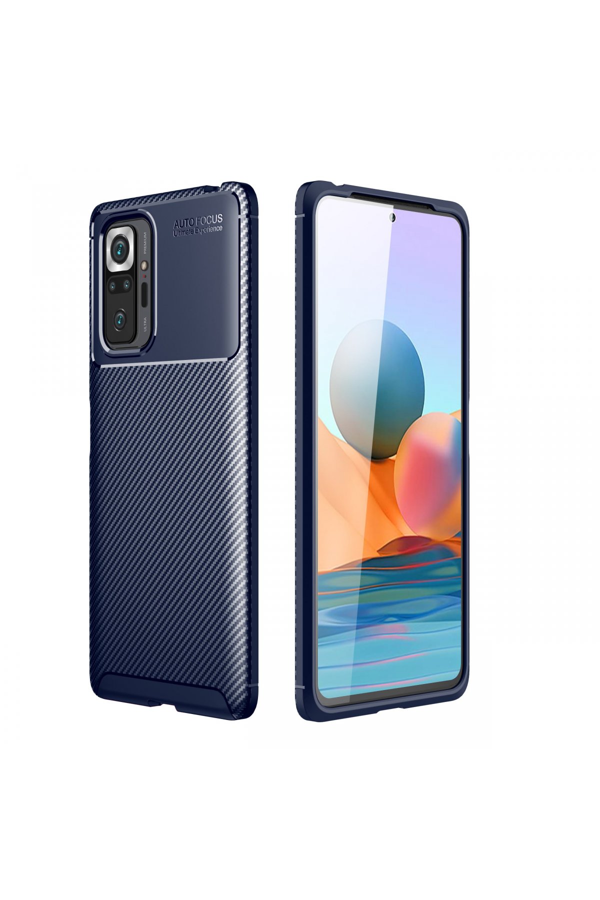 Redmi Note 10 Pro Kılıf Auto Focus Karbon Kapak - Lacivert
