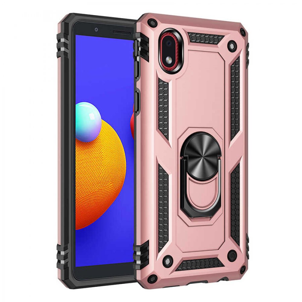  Samsung Galaxy A01 Core Kılıf Sofya Yüzüklü Silikon Kapak - Rose